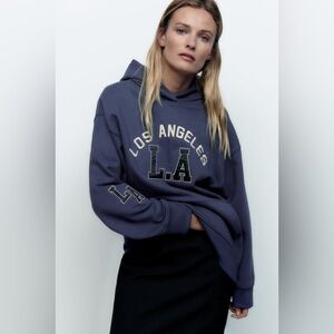 NWT Zara Vintage Retro Varsity Collegiate LOS ANGELES L.A Sweatshirt/Top/Hoodie
